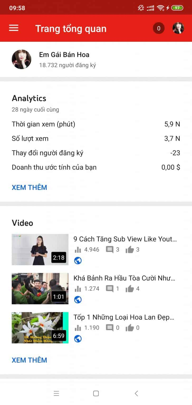 Ứng Dụng Youtube Studio Quản Lý kênh trên Điện Thoại